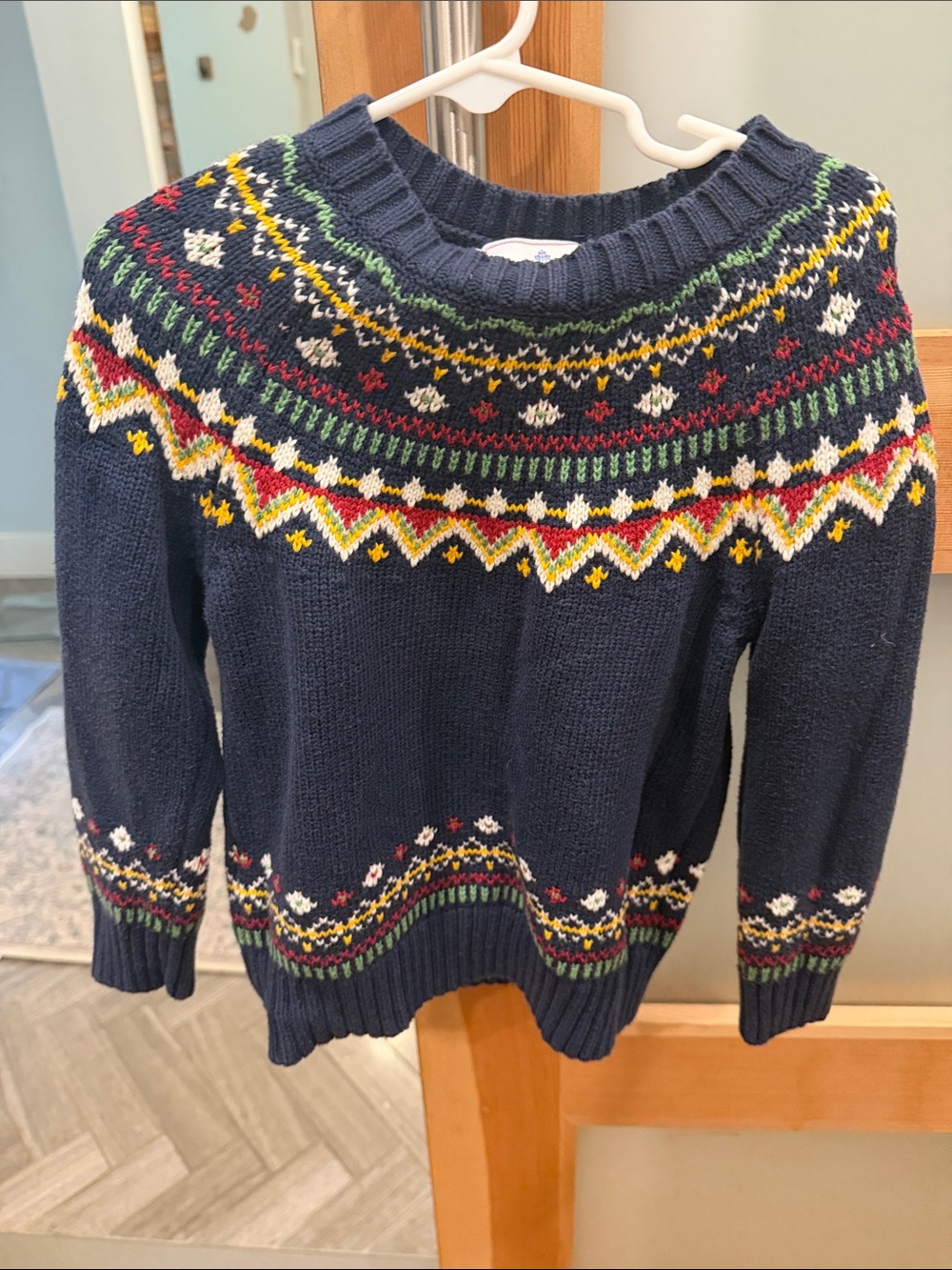 Navy Fair Isle Knit Sweater with Multicolor Pattern
